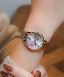 OLIVIA BURTON | 「OLIVIA BURTON/オリビアバートン」シグネチャー -30mm イラストレイテッド /アブストラクトフローラル ローズゴールド メッシュ(アナログ腕時計)