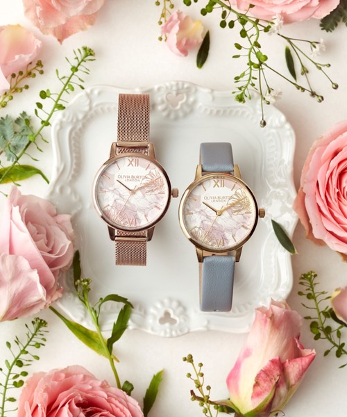 OLIVIA BURTON(オリビアバートン)の「「OLIVIA BURTON/オリビアバートン」シグネチャー -30mm イラストレイテッド /アブストラクトフローラル ローズゴールド メッシュ(アナログ腕時計・レディース・ゴールド系1/ゴールド系2・FREE)」の3枚目の写真