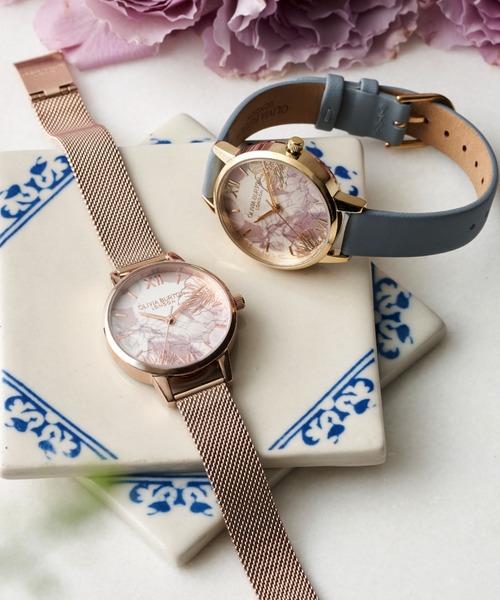 OLIVIA BURTON(オリビアバートン)の「「OLIVIA BURTON/オリビアバートン」シグネチャー -30mm イラストレイテッド /アブストラクトフローラル ローズゴールド メッシュ(アナログ腕時計・レディース・ゴールド系1/ゴールド系2・FREE)」の4枚目の写真