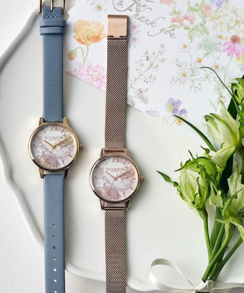 OLIVIA BURTON(オリビアバートン)の「「OLIVIA BURTON/オリビアバートン」シグネチャー -30mm イラストレイテッド /アブストラクトフローラル ローズゴールド メッシュ(アナログ腕時計・レディース・ゴールド系1/ゴールド系2・FREE)」の6枚目の写真