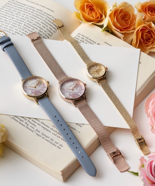 OLIVIA BURTON(オリビアバートン)の「「OLIVIA BURTON/オリビアバートン」シグネチャー -30mm イラストレイテッド /アブストラクトフローラル ローズゴールド メッシュ(アナログ腕時計・レディース・ゴールド系1/ゴールド系2・FREE)」の7枚目の写真