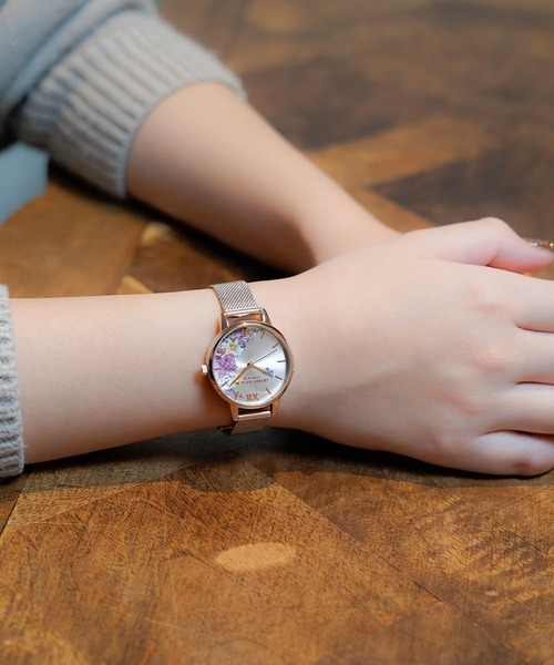OLIVIA BURTON(オリビアバートン)の「「OLIVIA BURTON/オリビアバートン」シグネチャー -30mm イラストレイテッド /アブストラクトフローラル ローズゴールド メッシュ(アナログ腕時計・レディース・ゴールド系1/ゴールド系2・FREE)」の20枚目の写真