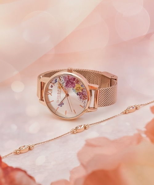 OLIVIA BURTON(オリビアバートン)の「「OLIVIA BURTON/オリビアバートン」シグネチャー -30mm イラストレイテッド /アブストラクトフローラル ローズゴールド メッシュ(アナログ腕時計・レディース・ゴールド系1/ゴールド系2・FREE)」の19枚目の写真
