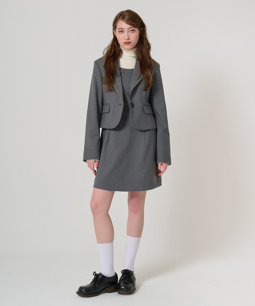 TINA：JOJUN（ティーナジョジュン）の「コンパクト テーラードジャケット TINA：JOJUN（テーラードジャケット・レディース・グレー/ネイビー・M）」の3枚目の写真