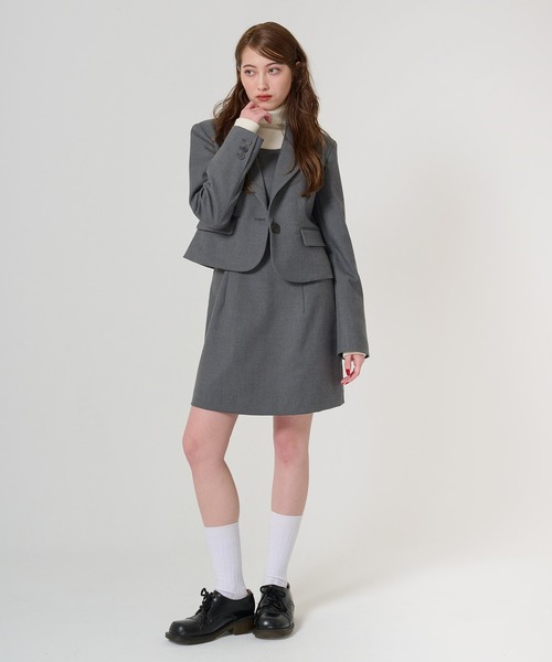 TINA：JOJUN（ティーナジョジュン）の「コンパクト テーラードジャケット TINA：JOJUN（テーラードジャケット・レディース・グレー/ネイビー・M）」の4枚目の写真