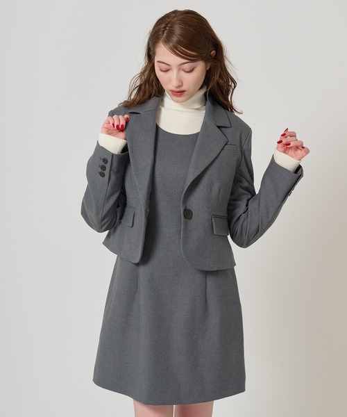 TINA：JOJUN（ティーナジョジュン）の「コンパクト テーラードジャケット TINA：JOJUN（テーラードジャケット・レディース・グレー/ネイビー・M）」の6枚目の写真