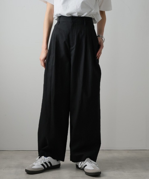 関税込/国内配送★セザンヌ ２タック ワイド ストレート パンツ MONO-MART スラックス 「ZOZO限定」2WAYストレッチタックワイド