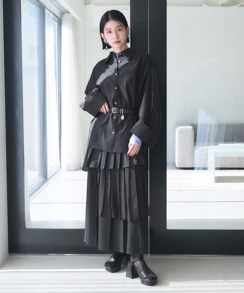 HARE（ハレ）の「メッシュキリカエビッグシャツ(HARE)（シャツ/ブラウス・レディース・ホワイト/ブラック/ブラック系その他・FREE）」の14枚目の写真