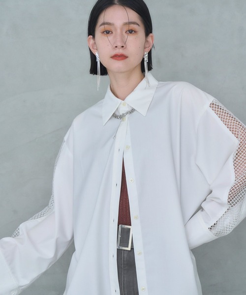 HARE（ハレ）の「メッシュキリカエビッグシャツ(HARE)（シャツ/ブラウス・レディース・ホワイト/ブラック/ブラック系その他・FREE）」の15枚目の写真
