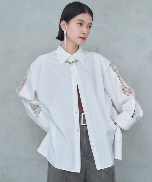 HARE（ハレ）の「メッシュキリカエビッグシャツ(HARE)（シャツ/ブラウス・レディース・ホワイト/ブラック/ブラック系その他・FREE）」の16枚目の写真