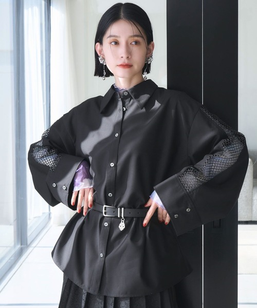 HARE（ハレ）の「メッシュキリカエビッグシャツ(HARE)（シャツ/ブラウス・レディース・ホワイト/ブラック/ブラック系その他・FREE）」の19枚目の写真