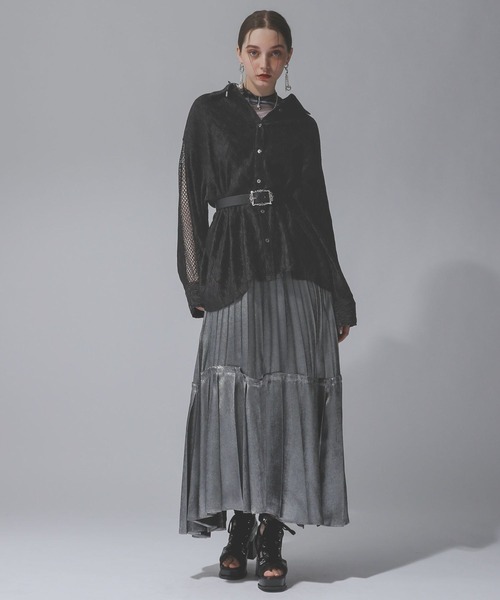 HARE（ハレ）の「メッシュキリカエビッグシャツ(HARE)（シャツ/ブラウス・レディース・ホワイト/ブラック/ブラック系その他・FREE）」の4枚目の写真