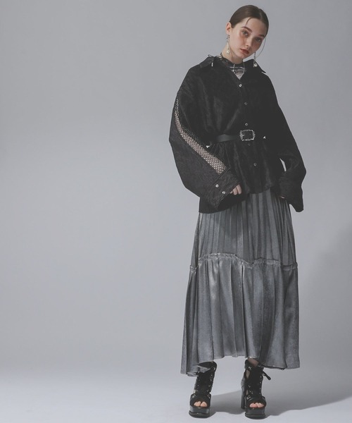 HARE（ハレ）の「メッシュキリカエビッグシャツ(HARE)（シャツ/ブラウス・レディース・ホワイト/ブラック/ブラック系その他・FREE）」の5枚目の写真