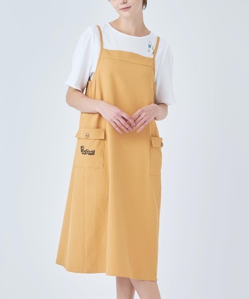 STUDIO PICONE(スタジオピッコーネ)の「刺繍ポケットジャンパースカート(ワンピース・レディース・ベージュ/オレンジ/ネイビー・M/L/LL)」の21枚目の写真