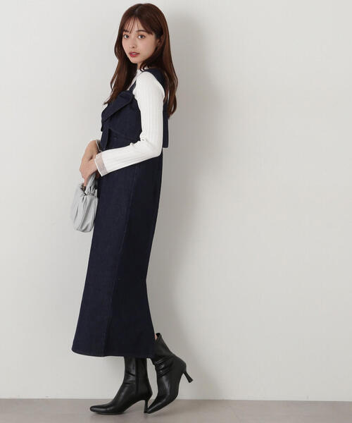 EDIT COLOGNE(エディットコロン)の「《EDIT COLOGNE》リボンデニムジャンスカ(ワンピース・レディース・ブラック/ダークネイビー・MEDIUM/SMALL)」の14枚目の写真