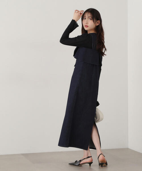 EDIT COLOGNE(エディットコロン)の「《EDIT COLOGNE》リボンデニムジャンスカ(ワンピース・レディース・ブラック/ダークネイビー・MEDIUM/SMALL)」の19枚目の写真