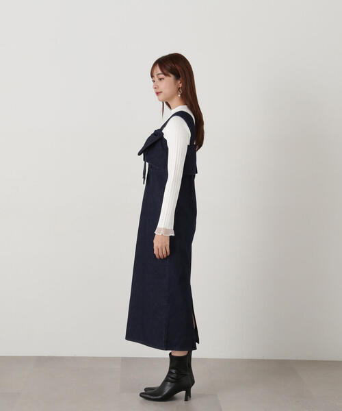 EDIT COLOGNE(エディットコロン)の「《EDIT COLOGNE》リボンデニムジャンスカ(ワンピース・レディース・ブラック/ダークネイビー・MEDIUM/SMALL)」の22枚目の写真