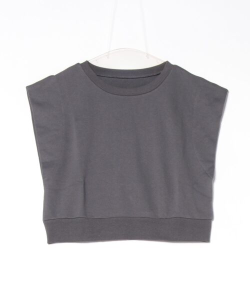 STYLEBLOCK(スタイルブロック)の「裏毛フレンチスリーブショートプルオーバー(Tシャツ/カットソー・レディース・チャコールグレー/ホワイト系その他/グレー/ブラック・M)」の3枚目の写真