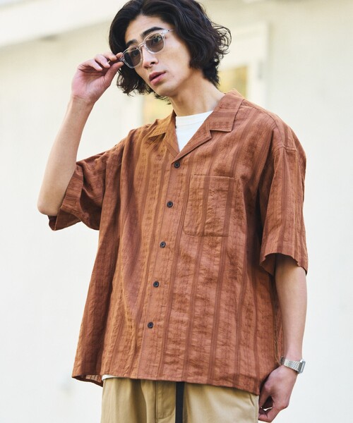 FREAK'S STORE（フリークスストア）の「限定展開 Relax Fit リラックスフィット 総柄 ジャガード オープンカラーシャツ（シャツ/ブラウス・メンズ・ネイビー/チャコールグレー/ブラウン/ブラック・LARGE/MEDIUM/SMALL）」の10枚目の写真