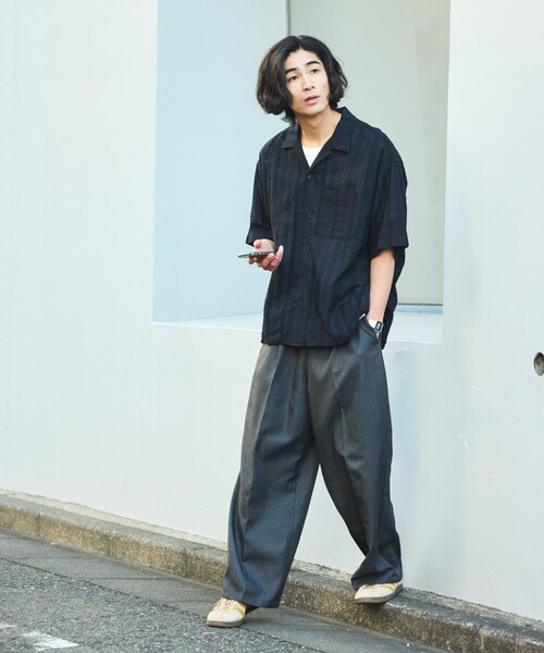 FREAK'S STORE（フリークスストア）の「限定展開 Relax Fit リラックスフィット 総柄 ジャガード オープンカラーシャツ（シャツ/ブラウス・メンズ・ネイビー/チャコールグレー/ブラウン/ブラック・LARGE/MEDIUM/SMALL）」の12枚目の写真