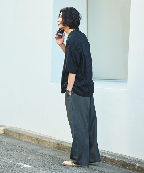 FREAK'S STORE（フリークスストア）の「限定展開 Relax Fit リラックスフィット 総柄 ジャガード オープンカラーシャツ（シャツ/ブラウス・メンズ・ネイビー/チャコールグレー/ブラウン/ブラック・LARGE/MEDIUM/SMALL）」の13枚目の写真