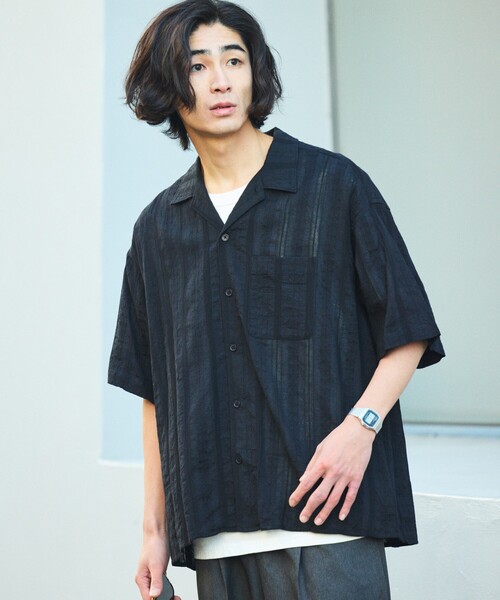 FREAK'S STORE（フリークスストア）の「限定展開 Relax Fit リラックスフィット 総柄 ジャガード オープンカラーシャツ（シャツ/ブラウス・メンズ・ネイビー/チャコールグレー/ブラウン/ブラック・LARGE/MEDIUM/SMALL）」の15枚目の写真