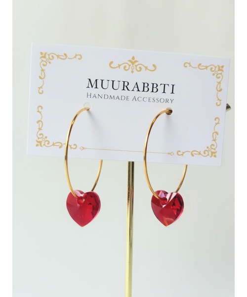 tone(トーン)の「【MUURABBTI】紅いハートのフープピアス(MA)(ピアス(両耳用)・レディース・ゴールド/シルバー・FREE)」の10枚目の写真