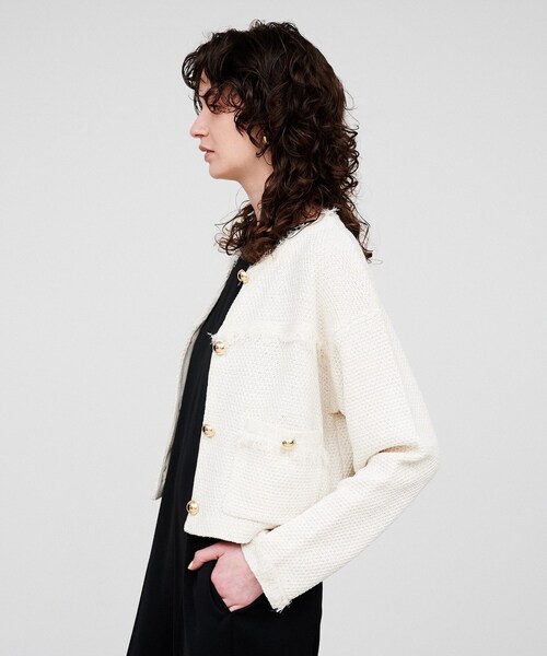 cloenc（クロエンス）の「【手洗い可】ツイードニットカーディガン（カーディガン/ボレロ・レディース・アイボリー/ブルー系その他・02）」の5枚目の写真