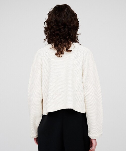 cloenc（クロエンス）の「【手洗い可】ツイードニットカーディガン（カーディガン/ボレロ・レディース・アイボリー/ブルー系その他・02）」の6枚目の写真