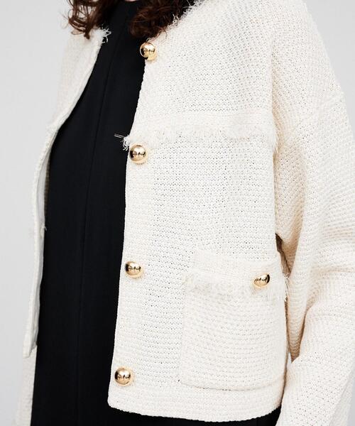 cloenc（クロエンス）の「【手洗い可】ツイードニットカーディガン（カーディガン/ボレロ・レディース・アイボリー/ブルー系その他・02）」の7枚目の写真