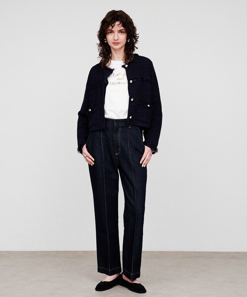 cloenc（クロエンス）の「【手洗い可】ツイードニットカーディガン（カーディガン/ボレロ・レディース・アイボリー/ブルー系その他・02）」の9枚目の写真