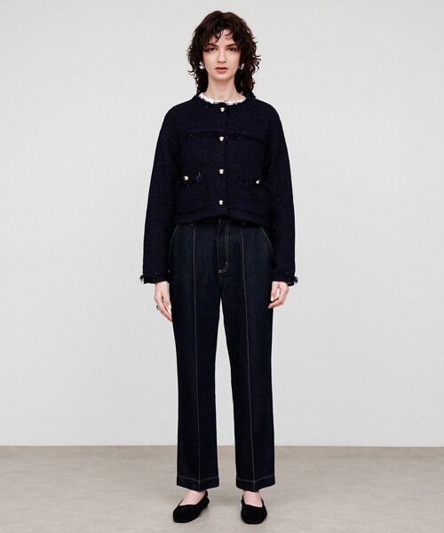 cloenc（クロエンス）の「【手洗い可】ツイードニットカーディガン（カーディガン/ボレロ・レディース・アイボリー/ブルー系その他・02）」の13枚目の写真