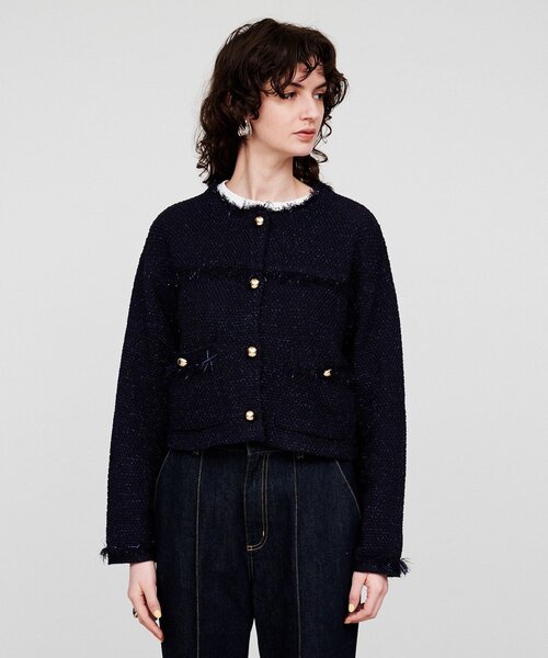 cloenc（クロエンス）の「【手洗い可】ツイードニットカーディガン（カーディガン/ボレロ・レディース・アイボリー/ブルー系その他・02）」の14枚目の写真