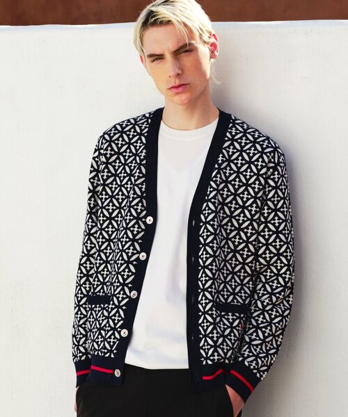 DRESSTERIOR(ドレステリア)の「オーバーラップサークル ジャカード ニットカーディガン(カーディガン/ボレロ・メンズ・ネイビー系・91/92/90/94)」の1枚目の写真