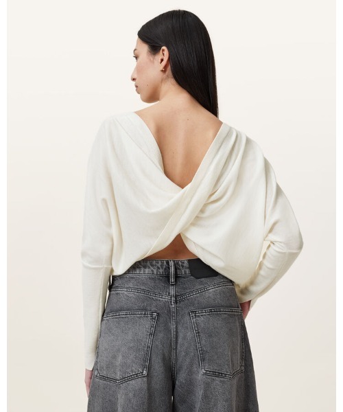 ALLSAINTS(オールセインツ)の「JULIEANA V NECK WRAP JUMPER | JULIEANA Vネック ラップ ニット・セーター(ニット/セーター・レディース・ホワイト・S/M/L)」の1枚目の写真