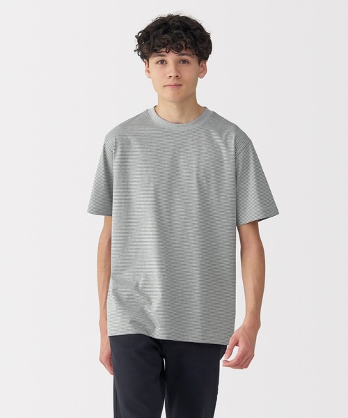 45R 半袖カットソー Tシャツ ボーダー ベーシック ポケット 島天竺 四角 バイカラーボーダーTシャツ | ファッション通販サイト NUGU