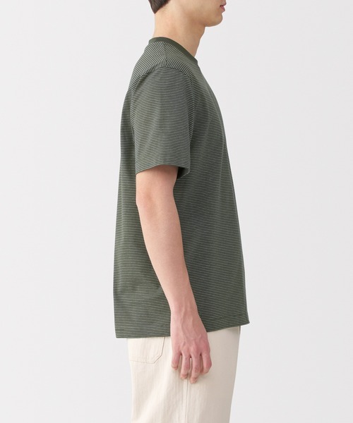 無印良品(ムジルシリョウヒン)の「紳士 天竺編みクルーネック半袖Tシャツ(ボーダー)(Tシャツ/カットソー・メンズ・ホワイト系/ブラック系/グレー系/ダークグリーン系/ブルー系/ブラウン系/グレー系1・S/M/L/XL)」の18枚目の写真