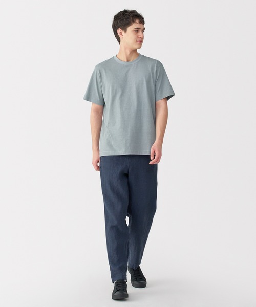 無印良品(ムジルシリョウヒン)の「紳士 天竺編みクルーネック半袖Tシャツ(ボーダー)(Tシャツ/カットソー・メンズ・ホワイト系/ブラック系/グレー系/ダークグリーン系/ブルー系/ブラウン系/グレー系1・S/M/L/XL)」の13枚目の写真