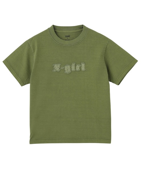 国内配送★X-girl★フレイ パッチ X-girlロゴ 半袖T 3色 セール】FRAY PATCH LOGO S/S TEE（Tシャツ/カットソー）｜X