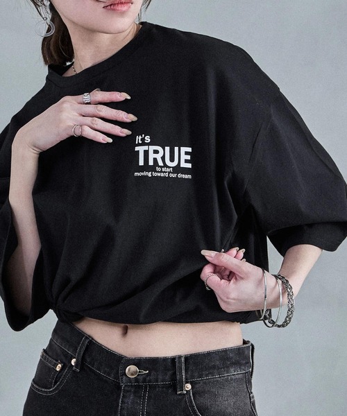 Fashion Letter(ファッションレター)の「ロゴプリントTee(Tシャツ/カットソー・レディース・ブラック/オフホワイト・M)」の1枚目の写真