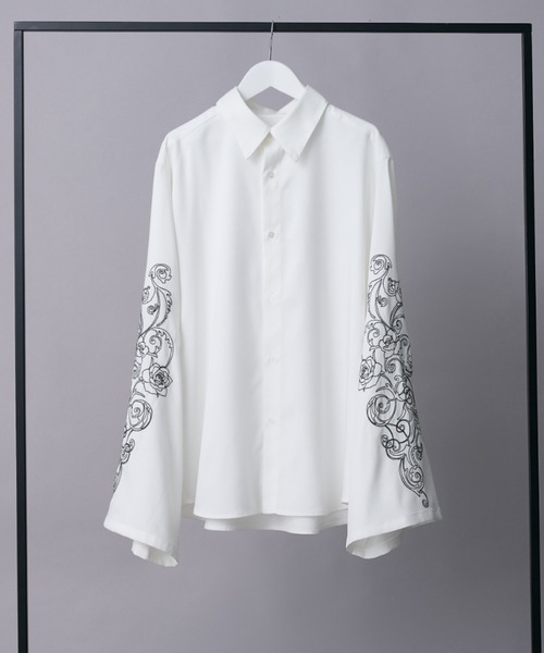 フレアスリーブフラワー刺繍シャツ（シャツ/ブラウス）｜Ellno Loset