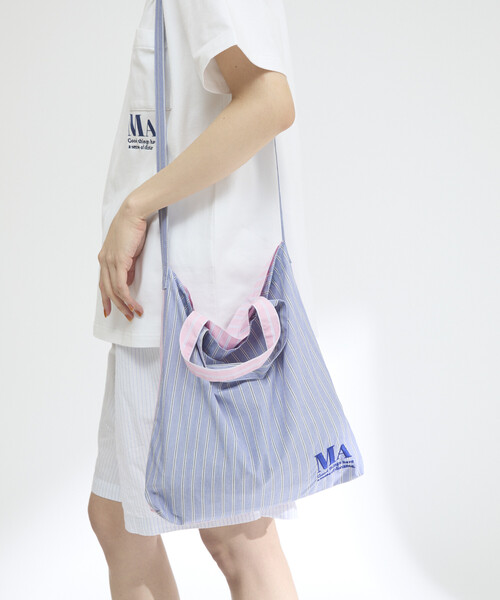 Firsthand（ファーストハンド）の「MA Firsthand/マ ファーストハンド STOCK FABRIC EMBROIDERY BAG / ストックファブリックエンブロイダリーバッグ / シャツ地2WAYトート（トートバッグ・レディース・ネイビー/イエロー/ブルー・FREE）」の15枚目の写真
