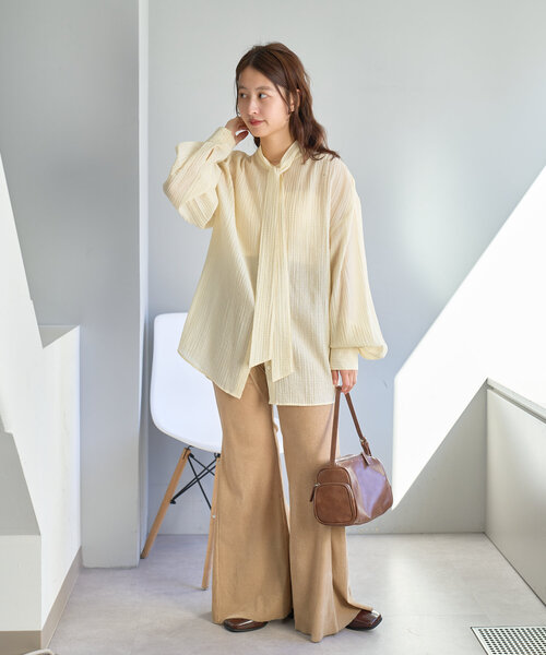 Kastane（カスタネ）の「ギンガムボータイブラウス（シャツ/ブラウス・レディース・アイボリー/ピンク/グレー・FREE）」の10枚目の写真