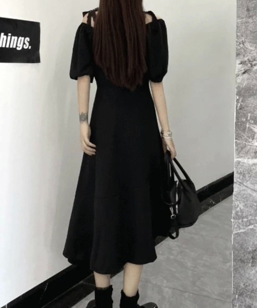 SPIGA（スピーガ）の「ｵﾌｼｮﾙﾀﾞｰｱｼﾝﾒﾄﾘｰｷﾞｬｻﾞｰﾜﾝﾋﾟｰｽ（ワンピース・レディース・ブラック・SMALL/LARGE/MEDIUM）」の5枚目の写真