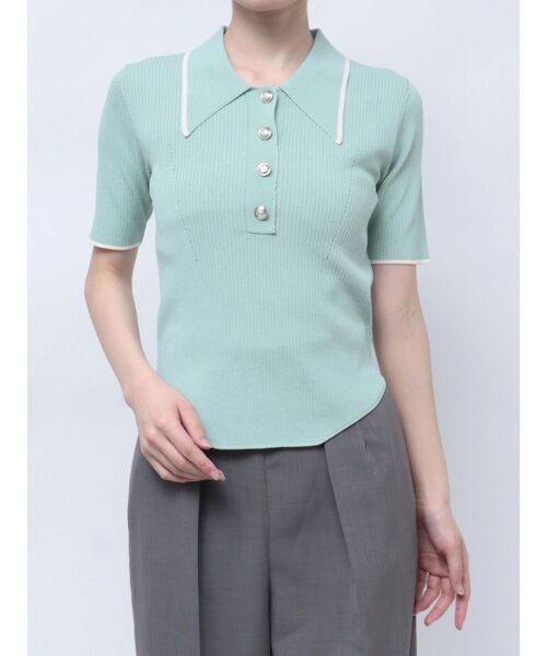 LAGUNAMOON(ラグナムーン)の「カラーネックラインニットプルオーバー(ニット/セーター・レディース・ブルー/ネイビー/アイボリー・FREE)」の6枚目の写真