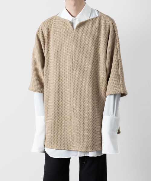 ato(アトウ)の「OVERSIZED HALF SLEEVE RUSSEL JERSEY(Tシャツ/カットソー・メンズ・ベージュ/ブラック・46/48)」の3枚目の写真