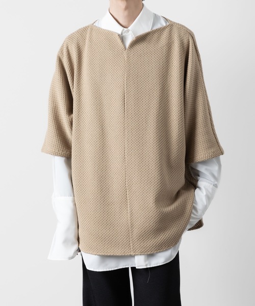 ato(アトウ)の「OVERSIZED HALF SLEEVE RUSSEL JERSEY(Tシャツ/カットソー・メンズ・ベージュ/ブラック・46/48)」の4枚目の写真