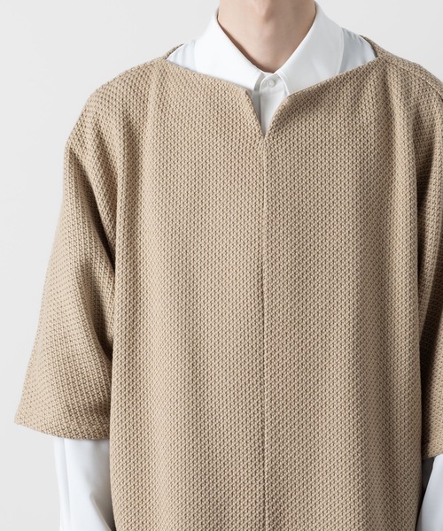 ato(アトウ)の「OVERSIZED HALF SLEEVE RUSSEL JERSEY(Tシャツ/カットソー・メンズ・ベージュ/ブラック・46/48)」の9枚目の写真