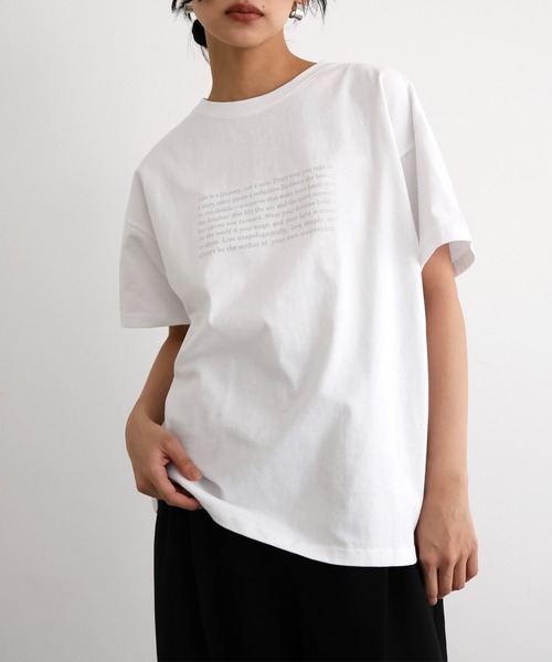 tシャツ ホワイトローズプリントカットソー レディース ワンフォークロージング 1111clothing ◇STARTER ショート丈