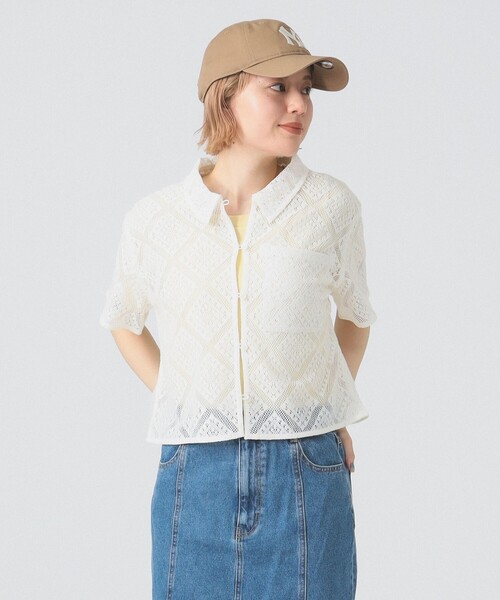 Ray BEAMS（レイビームス）の「レース クロップド シャツ（シャツ/ブラウス・レディース・ブラック/ホワイト/グリーン・ONE SIZE）」の11枚目の写真